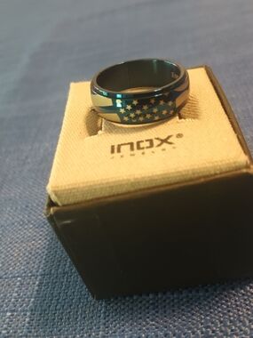 American Flag Titanium Spinner Ring Patriotic Band Men's Size 11